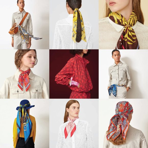 Red blue diagonal paisley print cotton bandana - Picture 4 of 4